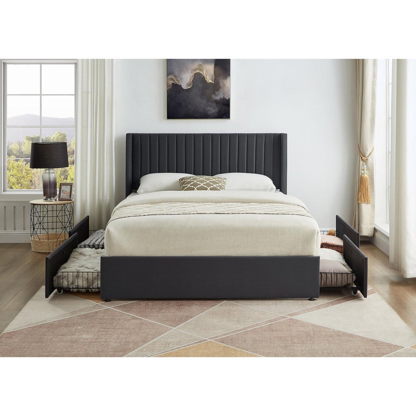 Full Storage Bed IF 5407 - Creme / Grey