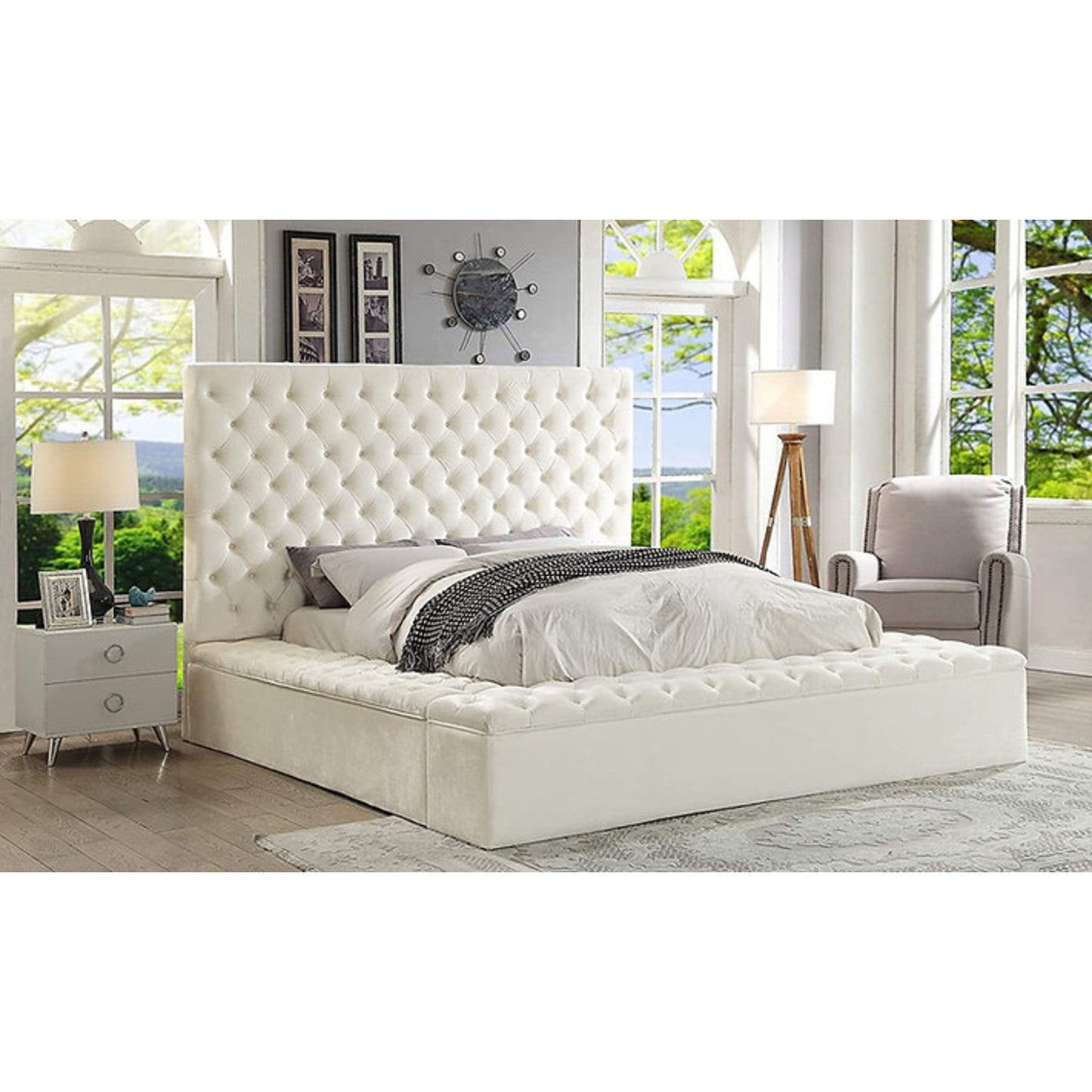 Queen Storage Platform Bed IF 5790 - Grey / Creme / Black