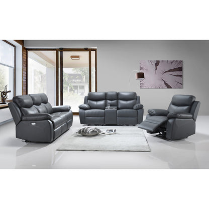 3pc Power Recliner Set IF 8120 (Leather Match) - Black / Grey