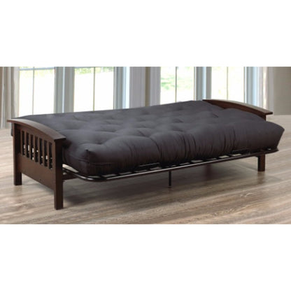 Metal Futon Frame With Espresso Wooden Arms