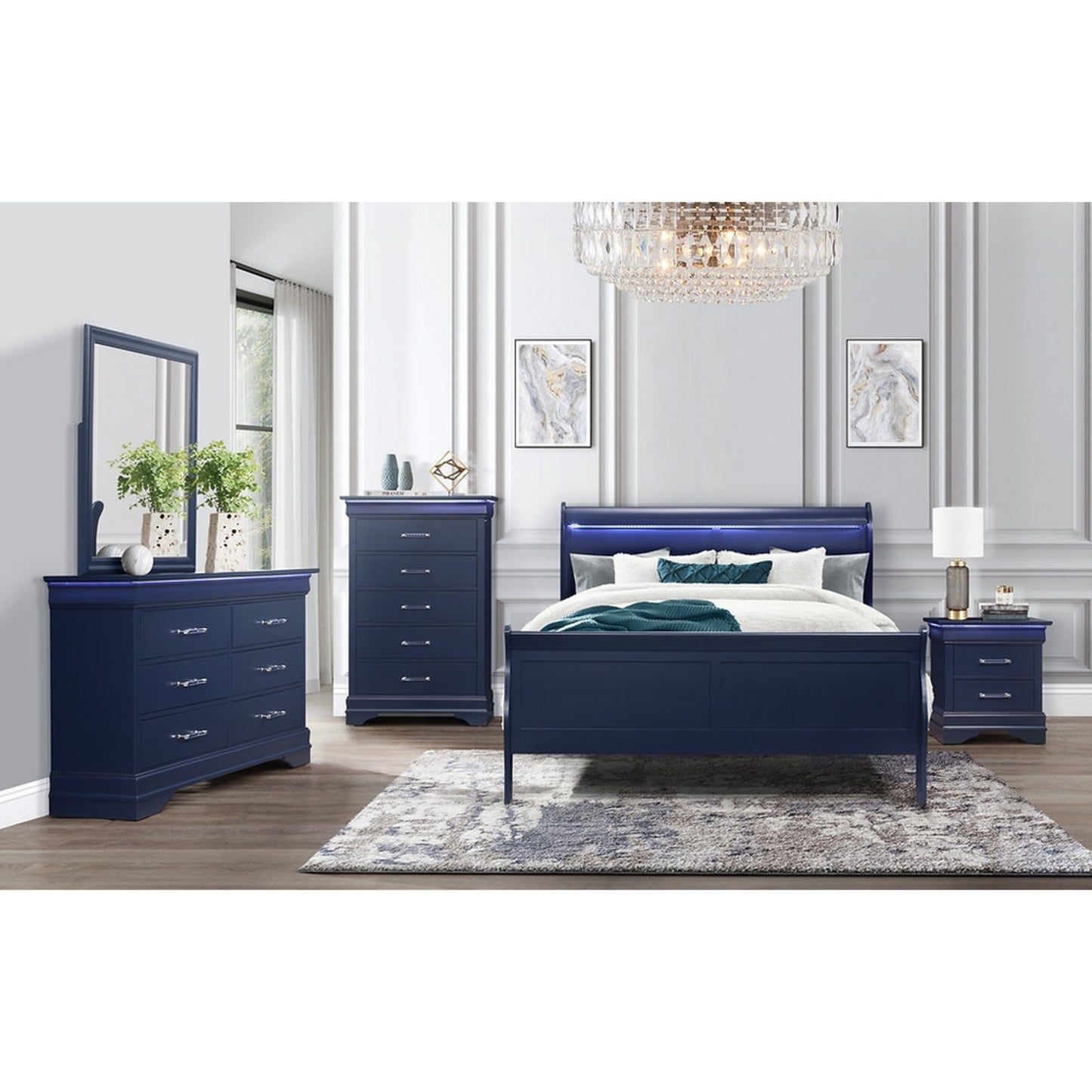 Hazel 'Charlie Blue' 8 Pc Bedroom Set