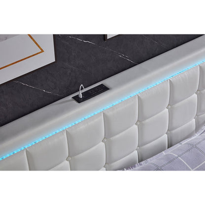 Queen Platform Bed IF 5400 -  Black PU / White PU