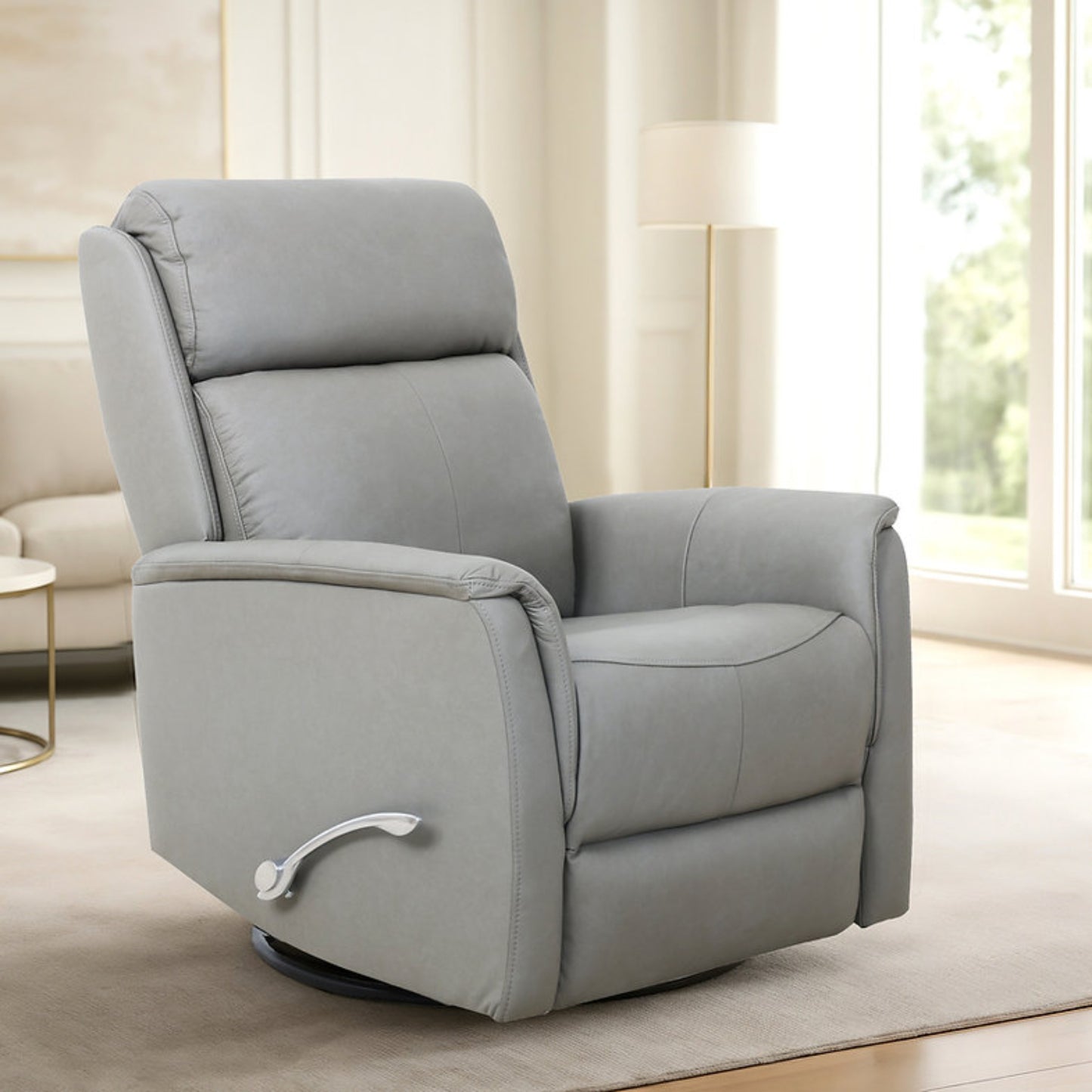 IF-6381 Leather Match Rocker Recliner - Pewter Grey
