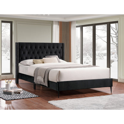 King Diamond Pattern Platform Bed IF 5593 - Crème / Black / Grey