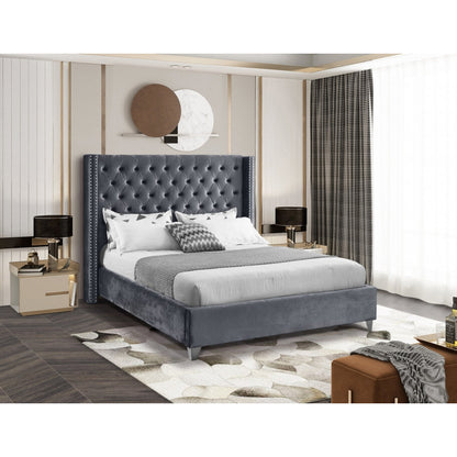 Contemporary Style Grey Platform Bed IF 5890