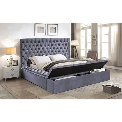 King Grey Storage Platform Bed IF 5790 - Grey / Creme / Black