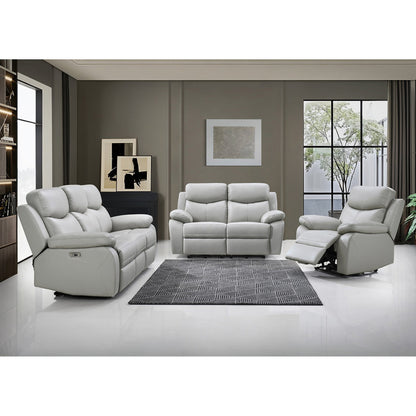 3pc Light Grey Power Recliner Set IF 8130 (Leather Match)