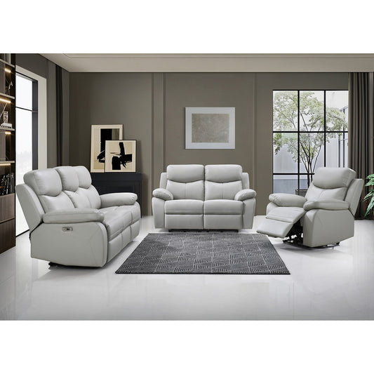 3pc Light Grey Power Recliner Set IF 8130 (Leather Match)