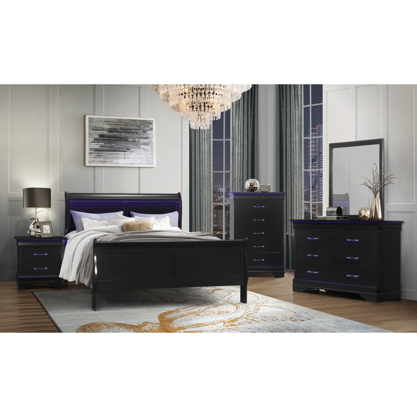 Isabella 'Charlie Black' 8Pc Bedroom Set