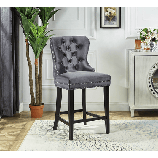 PU Plush Cushioned Barstool with Chrome