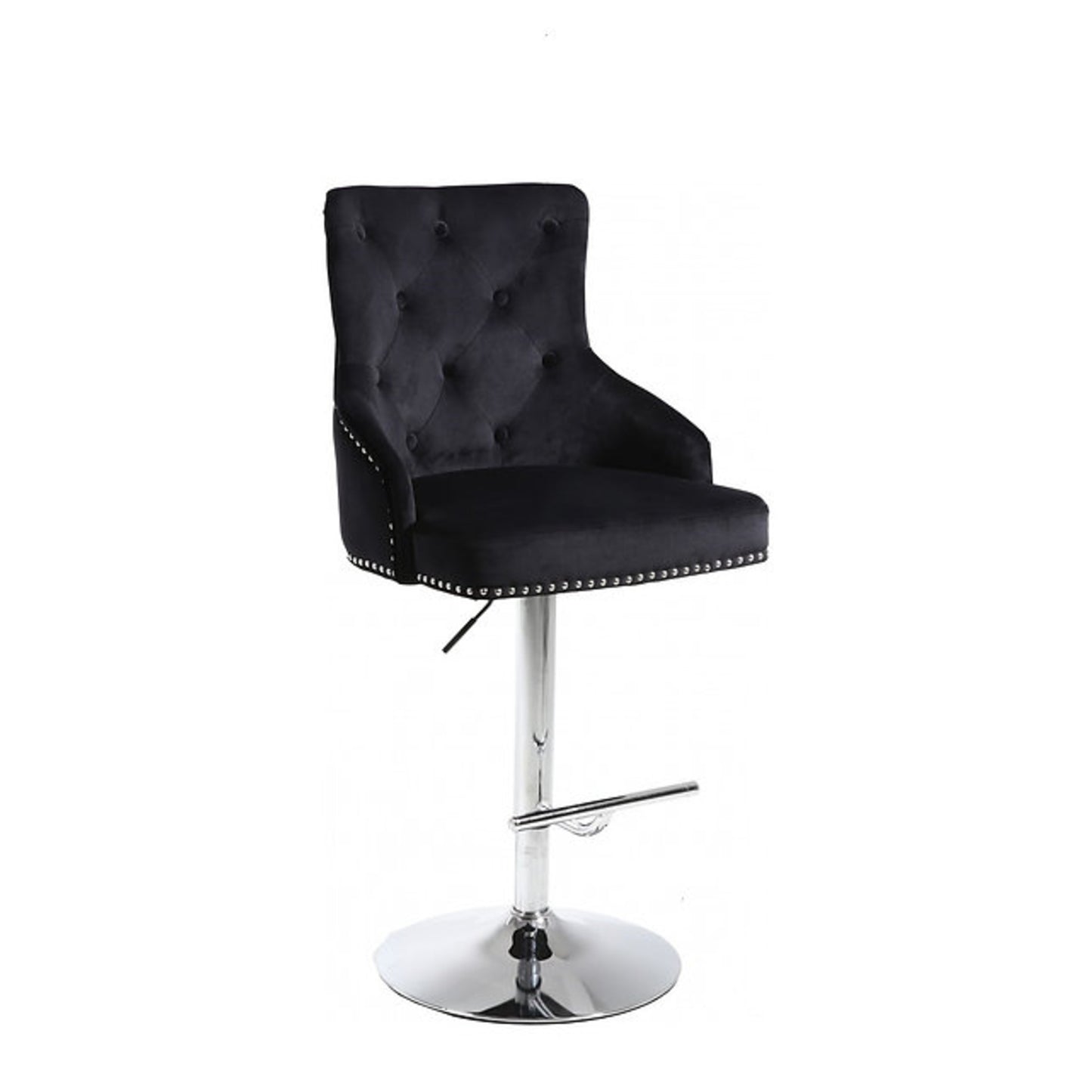 Velvet Bar Stool with Deep Tufting