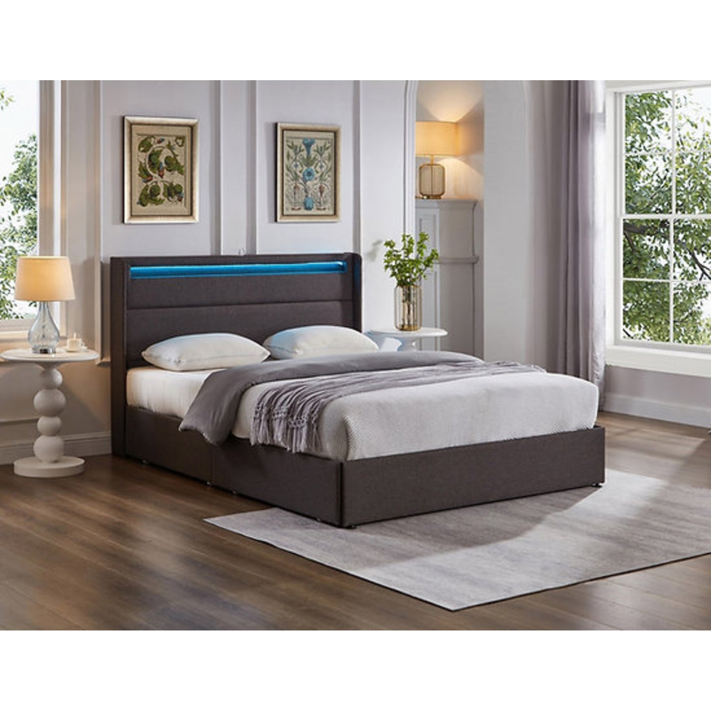 Contemporary Wingback Platform Bed IF 5343