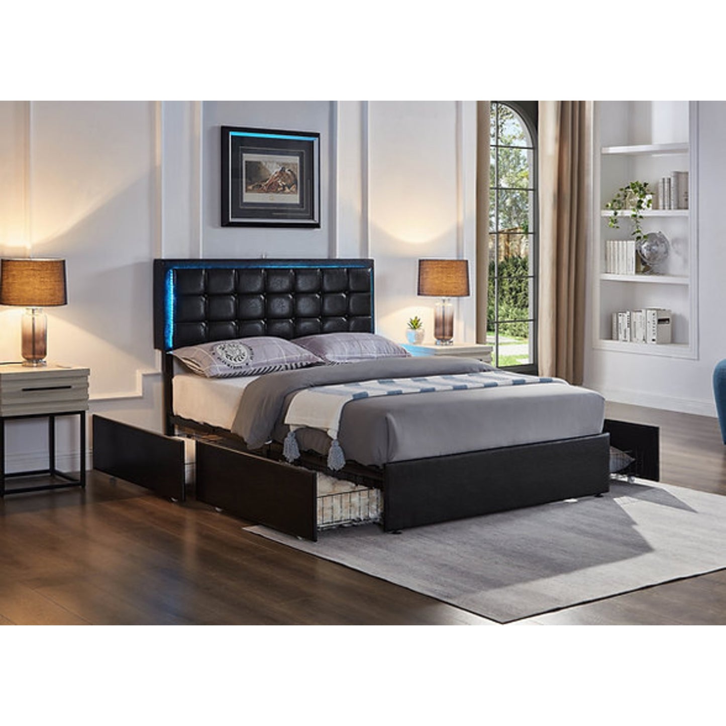 Contemporary Black Platform Bed IF 5400