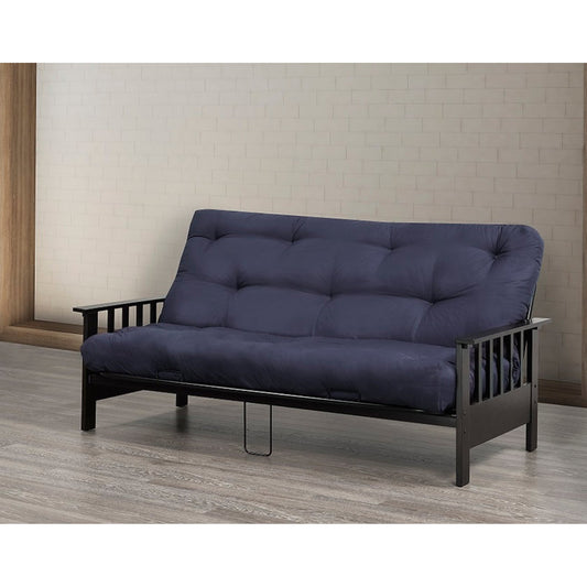 Metal Futon Frame With Espresso Wooden Arms