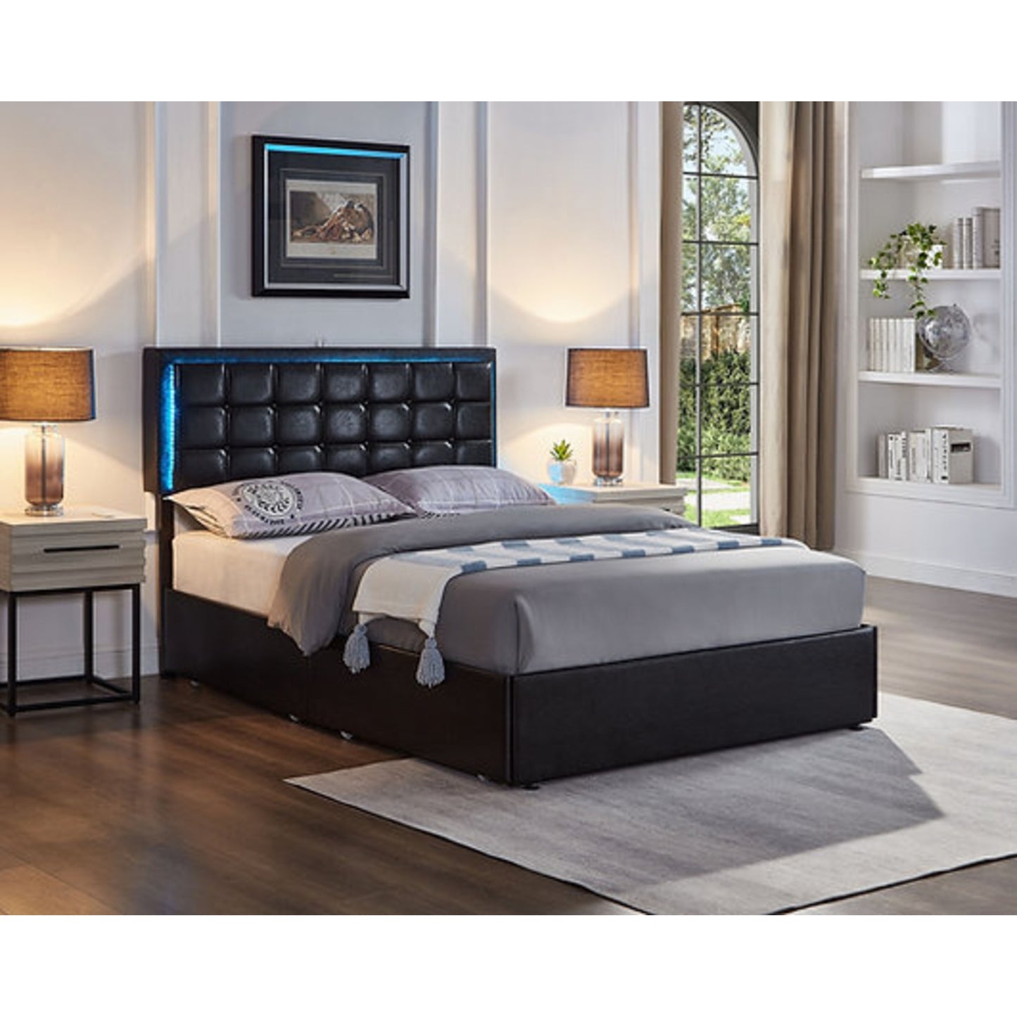 Contemporary Black Platform Bed IF 5400