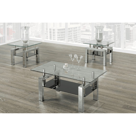 Chrome 3pc Coffee Table Set IF 2049