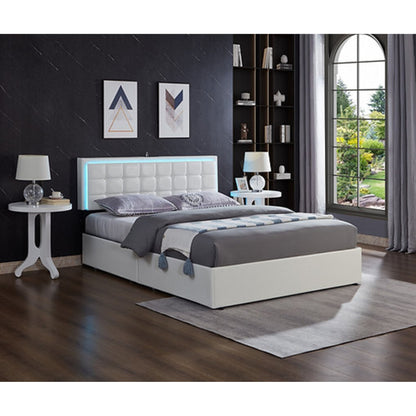Queen Platform Bed IF 5400 -  Black PU / White PU