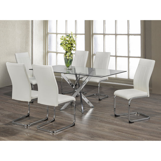 7pc Glass & Chrome Dining Set IF-1878