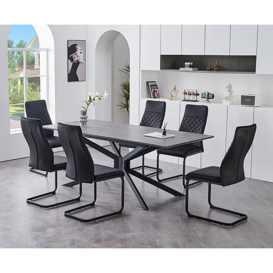 7PC Marble Top Extension Dining Set IF 1571