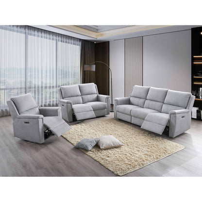3pc Power Recliner Set IF 8150  - Stone PU / Grey Fabric