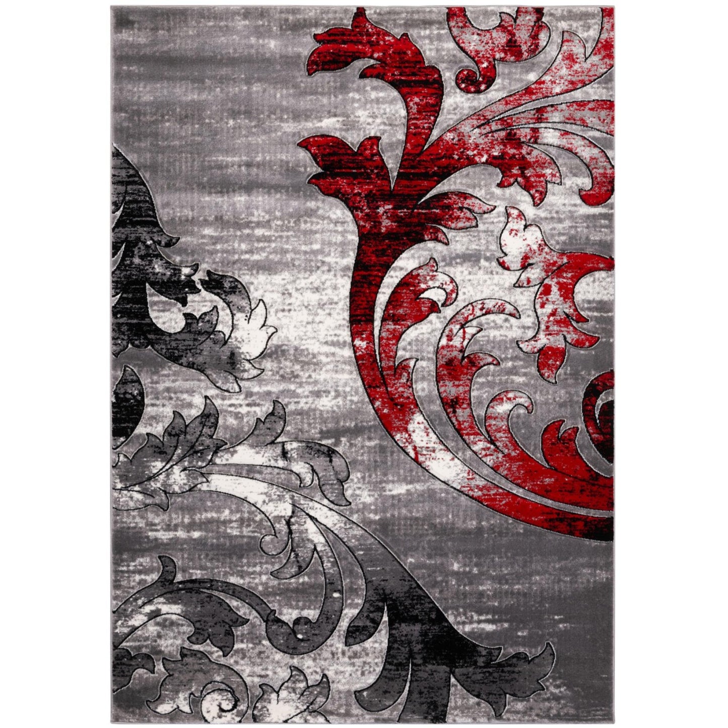 AREA RUG M- 4205 - Grey - Navy / Grey - Red / Cream - Red