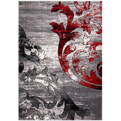 AREA RUG M- 4205 - Grey - Navy / Grey - Red / Cream - Red
