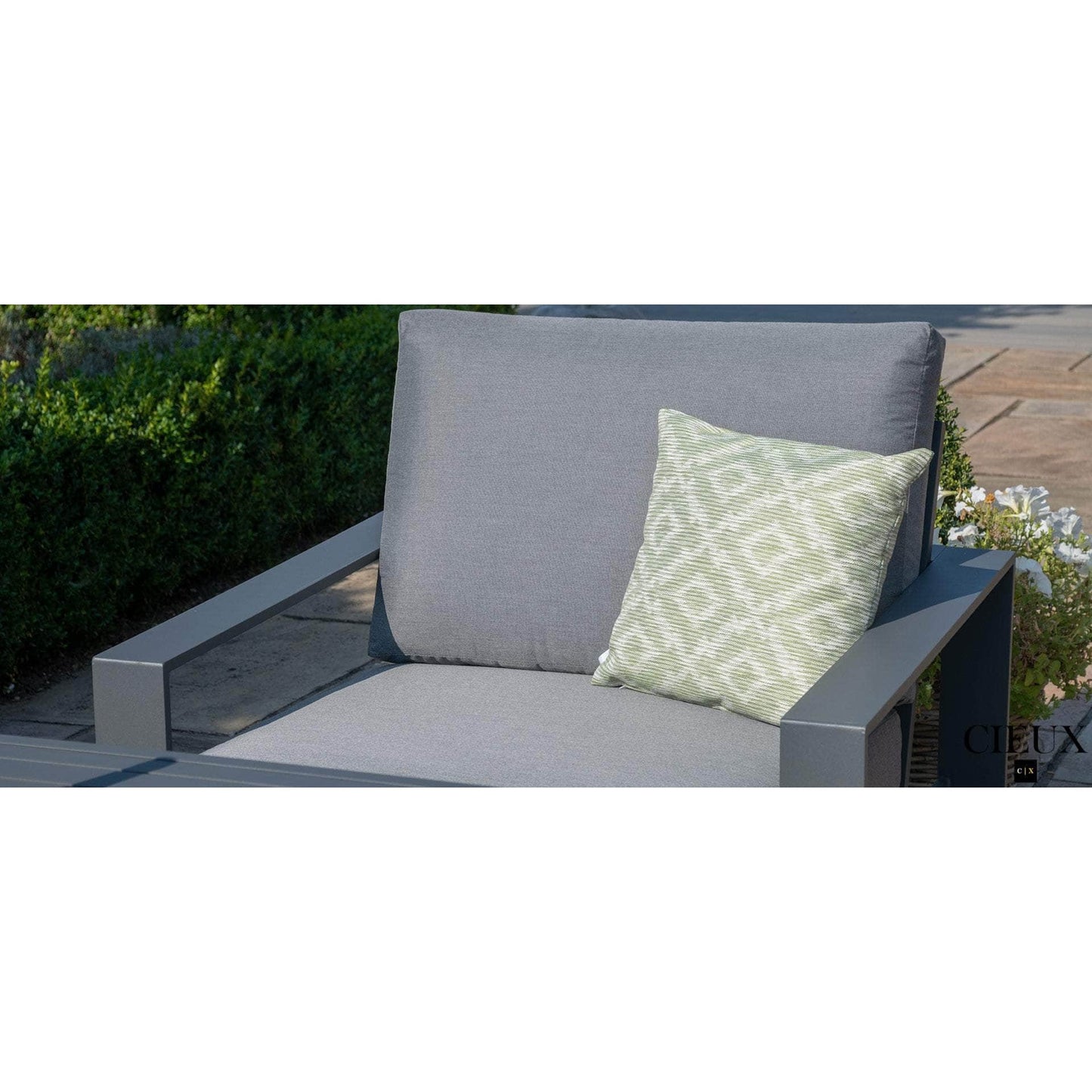 Versailles Outdoor Patio Aluminum Metal Loveseat Conversation Set with 2 Ottomans in Grey