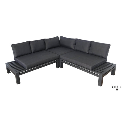 Bordeaux Outdoor Patio Aluminum Metal Armless Corner Sectional in Grey