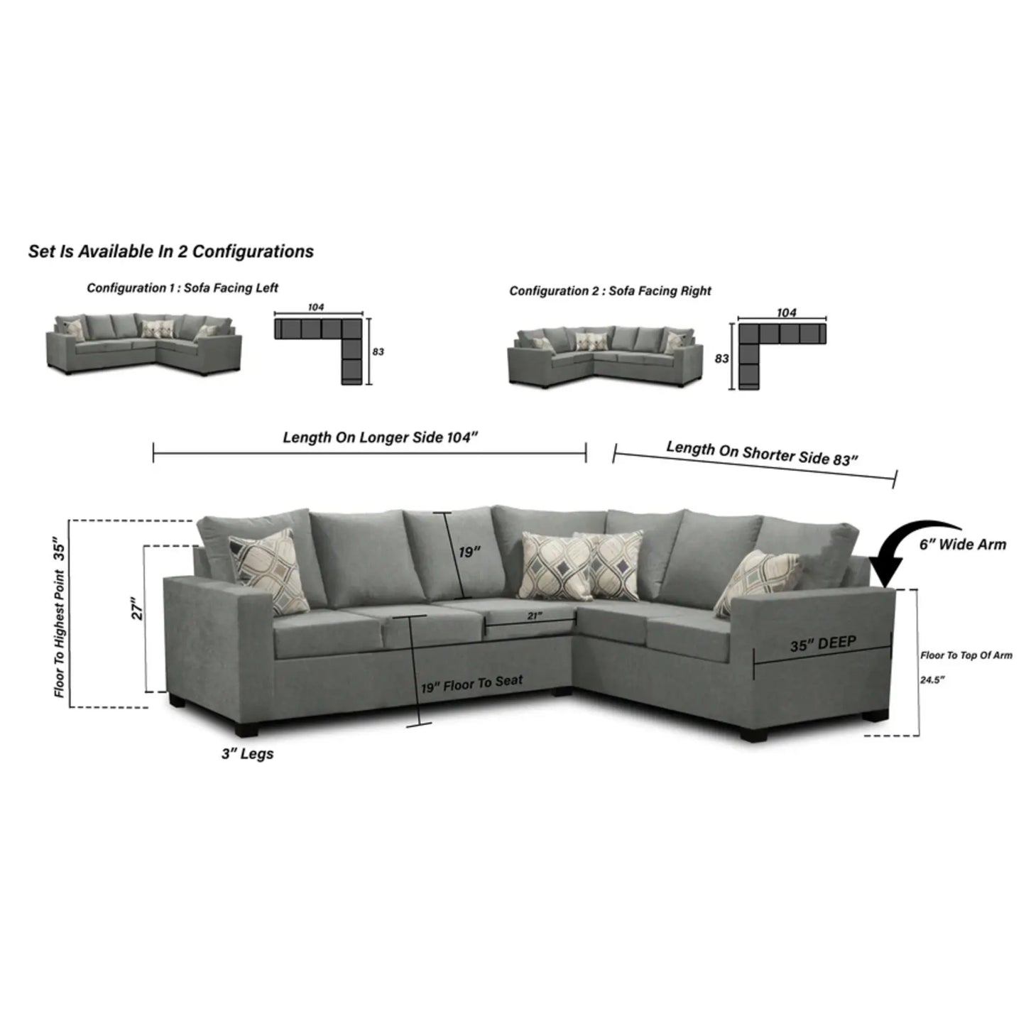 1406 SECTIONAL  -  MADE IN CANADA 3x2