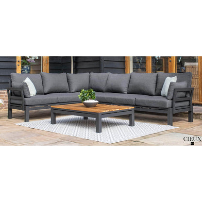 Bordeaux Outdoor Patio Aluminum Metal L-Shaped Corner Sectional with Adjustable Seat in Grey