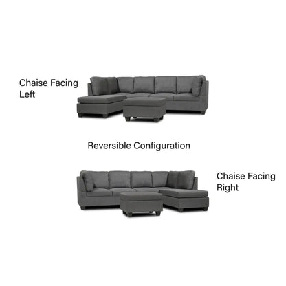 Julia Grey Fabric Reversible  Sectional