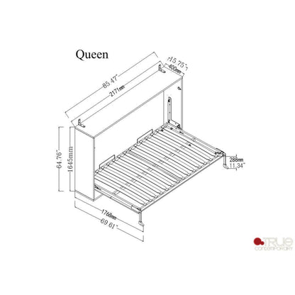 Heidi II Brown Horizontal Murphy Wall Pull Down Bed - Available in 3 Sizes