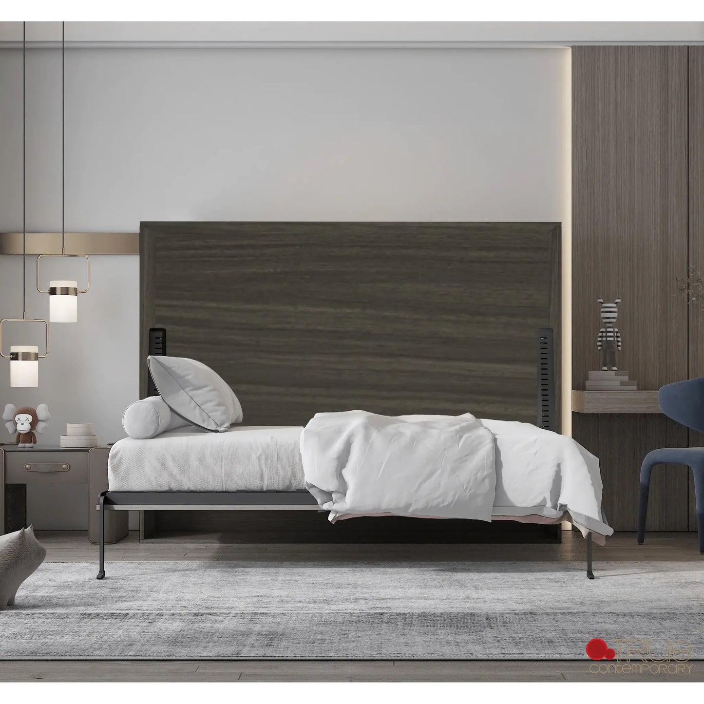 Heidi II Brown Horizontal Murphy Wall Pull Down Bed - Available in 3 Sizes