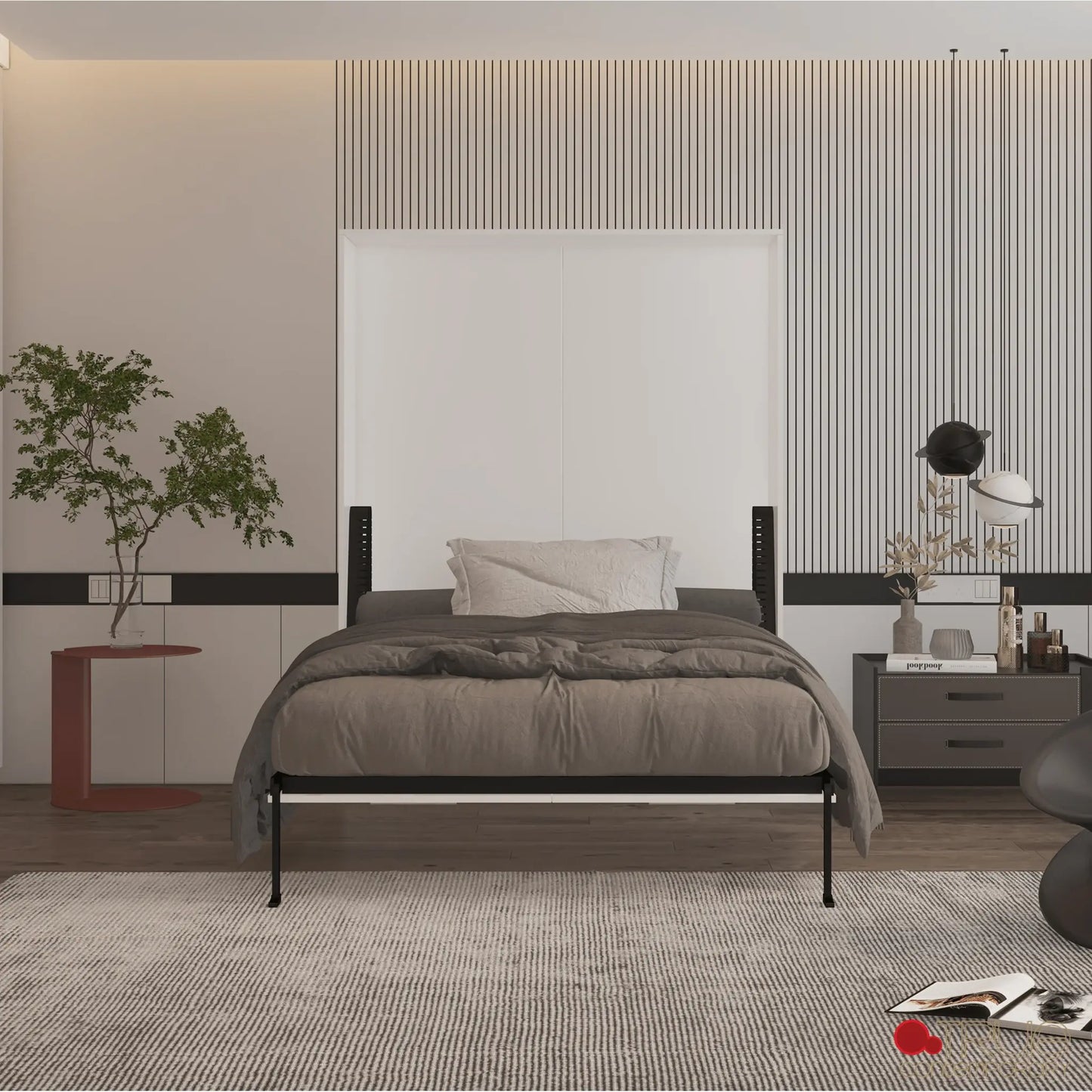 Wallie White Vertical Murphy Wall Pull Down Bed - Available in 3 Sizes