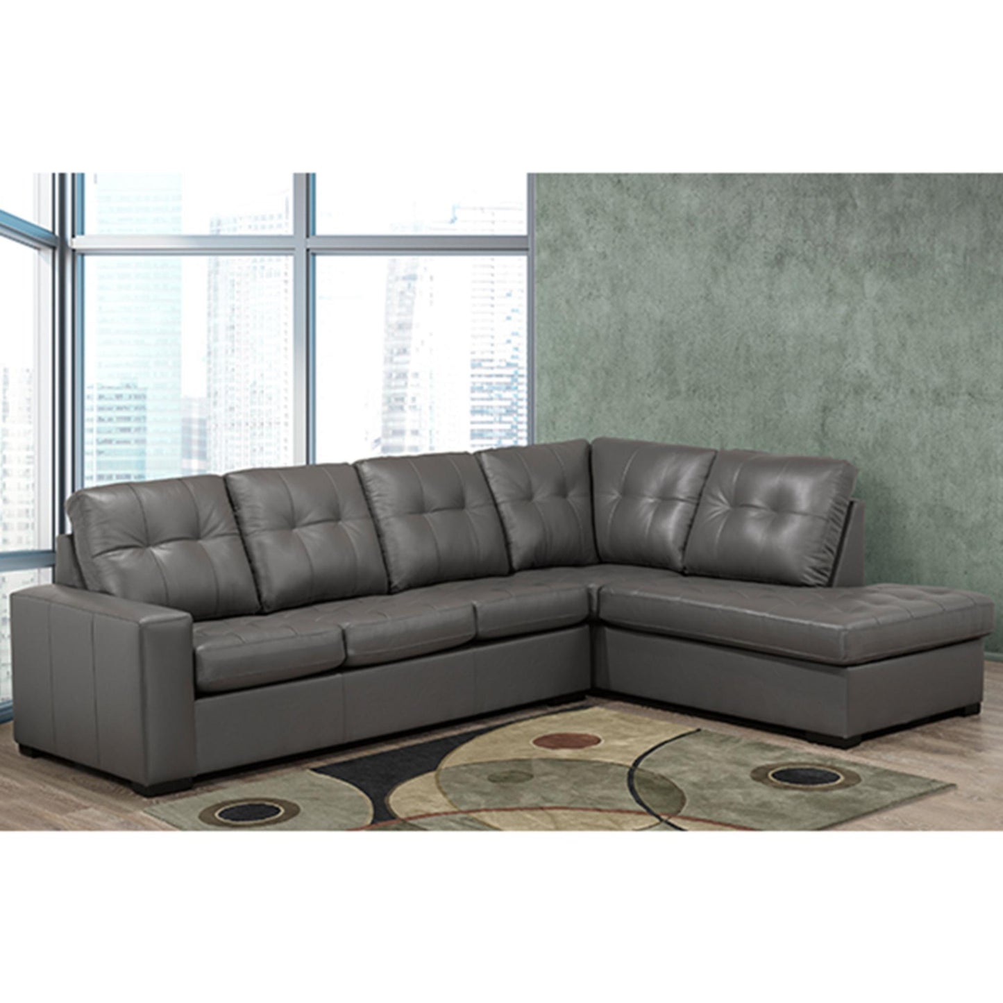 PennyLane Leather  2-Piece Sectional 9883 - Zurick Grey / Zurick Black